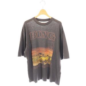 アニンビン ANINE BING プリントTシャツ カットソー 半袖 グレー /AT OS