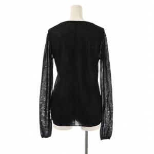 Plage Co/Ny Sheer クルーネックプルオーバー ニット カットソー 黒 ブラック /AT OS