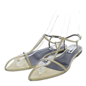サンダル フラット Tストラップ レザー 37 アイボリー J15wp0081