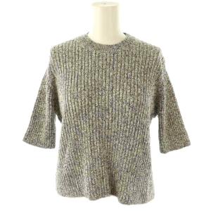 CO/LI MELANGE RIB TOP ニット セーター 半袖 38 ベージュ ブラック /DF OS