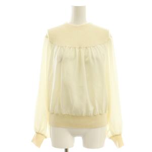 23SS ウールクルーネックドッキングプルオーバー ニット ブラウス 38 アイボリー /CX OS