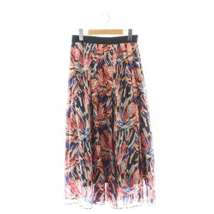 モダンペイントプリントタックフレア スカート マキシ ロング 38 マルチカラー /AT OS