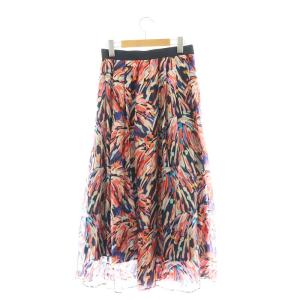 ANAYI モダンペイントプリントタックフレア スカート マキシ ロング 38 マルチカラー /AT OS