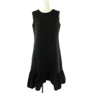 23SS ラメ ツイード ティアード ノースリーブ ワンピース 38 ブラック マルチカラー /ES OS