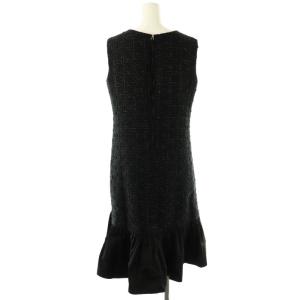 ANAYI 23SS ラメ ツイード ティアード ノースリーブ ワンピース 38 ブラック マルチカラー /ES OS