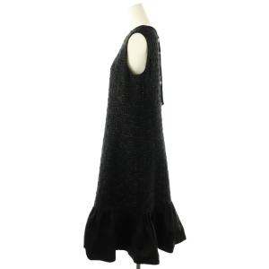 ANAYI 23SS ラメ ツイード ティアード ノースリーブ ワンピース 38 ブラック マルチカラー /ES OS