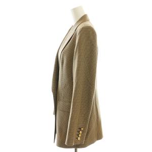 ANAYI ウール チェック柄 テーラードジャケット 総裏地 36 ベージュブラウン /CX OS