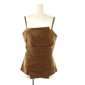 ANAYI 24SS ストレッチツイルタックキャミブラウス ハイウエストパンツ セットアップ 38 茶 ブラウン /SS