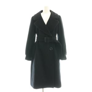 カシミヤウール ベルテッド コート チェスター ロング 36 黒 ブラック /AT OS