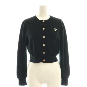 24SS pierre cardin エンブレムクルーカーデ カーディガン ニット F 黒 ブラック /AT