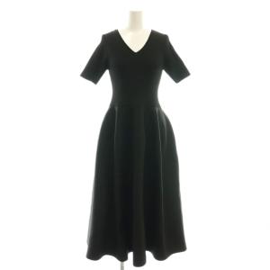 24SS レディフォルムニットワンピース ミモレ ロング 半袖 1 黒 ブラック /AT OS