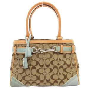 ハンドバッグ シグネチャー ベルト タッセルチャーム レザー スエード キャンバス ベージュ 1447
