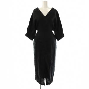 リネン ウエストギャザーワンピース XS ブラック /ES OS