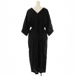Ron Herman リネン ウエストギャザーワンピース XS ブラック /ES OS
