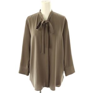 23SS Prime GGT Tie Blouse ボウタイブラウス 八分袖 S カーキグレー /HK