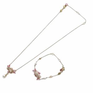 gema ミックスカット ネックレス ブレスレット セット ゴールド色 /YO14