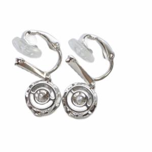 SWAROVSKI ミックスカット クリップ イヤリング シルバー色 /YO19