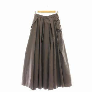 24SS ノットデザインタフタギャザースカート フレア チュール 0 グレー /CX OS