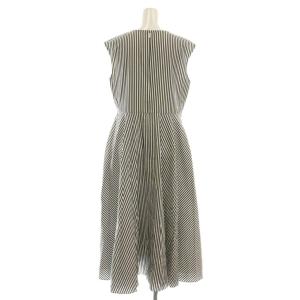 René 24SS ストライプワンピース フェイクパールボタン 36 ブラック ホワイト