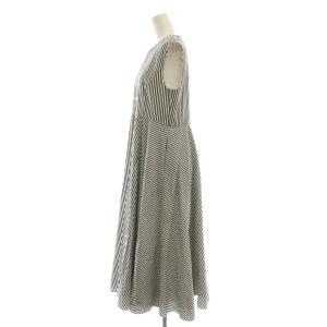 René 24SS ストライプワンピース フェイクパールボタン 36 ブラック ホワイト