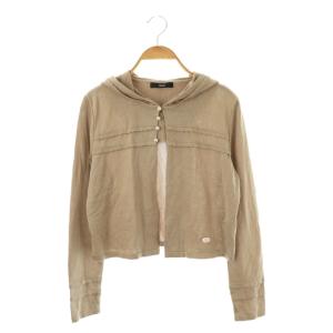 フェイクパールボタン フードカーディガン ニット 36 ベージュ /HK OS