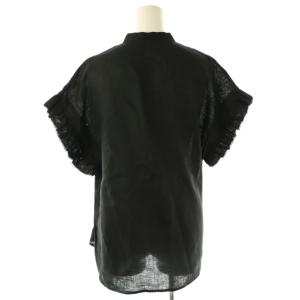 Liesse リネンフリルスリーブブラウス プルオーバー ブラック /DF OS