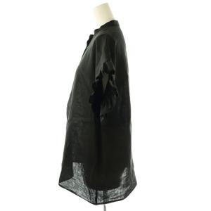 Liesse リネンフリルスリーブブラウス プルオーバー ブラック /DF OS