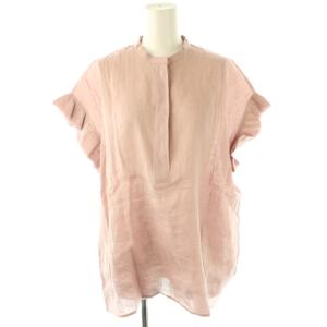 リネンフリルスリーブブラウス プルオーバー ピンク /DF OS