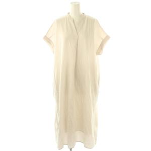23SS リネン混ワンピース 38 ライトグレージュ オフホワイト /DO OS