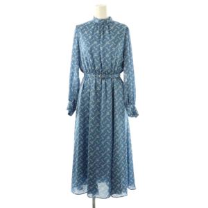 キープリントスタンドカラーワンピース 36 ブルー ホワイト /ES OS