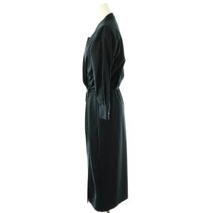 ANAYI ギャバストレッチカシュクールワンピース ロング 36 ネイビー /DF OS