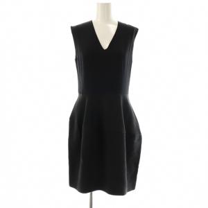 シルクリネン ドッキングコクーンワンピース Vネック 38 黒 /CX OS