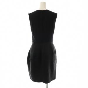 YOKO CHAN YOKOCHAN シルクリネン ドッキングコクーンワンピース Vネック 38 黒 /CX OS