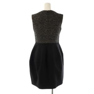 YOKO CHAN YOKOCHAN ツイード ノースリーブワンピース シルク混 38 黒 茶 グレー /CX OS