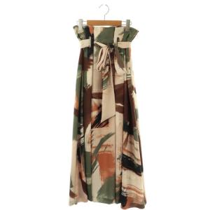 ペインティングプリントスカート フレアスカート ロング 1 ベージュ マルチカラー /DF OS