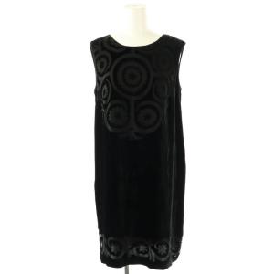 ベロア 花柄 ノースリーブワンピース ひざ丈 36 ブラック /DF OS