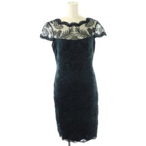 花柄レース半袖ワンピース 膝丈 ネイビー /DO OS