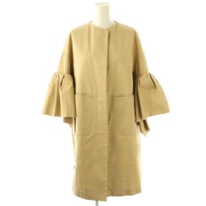 フリルスリーブノーカラーコート 34 ベージュ