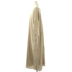 BEARDSLEY 25SS リネン前後ワンピース ロング 七分袖 1 グレージュ /DO OS