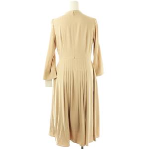 CELFORD ボウタイプリーツワンピース ロング 36 ライトベージュ /DF OS