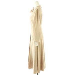 CELFORD ボウタイプリーツワンピース ロング 36 ライトベージュ /DF OS