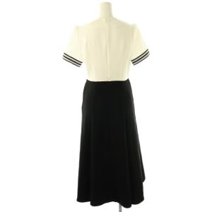 BORDERS at BALCONY BORDER CUFF DRESS ワンピース ロング 半袖 36 オフホワイト ブラック /DO OS