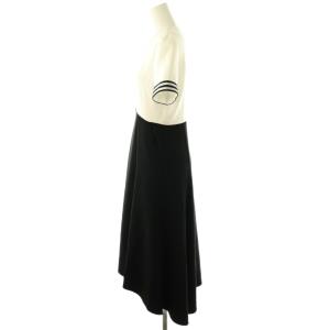 BORDERS at BALCONY BORDER CUFF DRESS ワンピース ロング 半袖 36 オフホワイト ブラック /DO OS