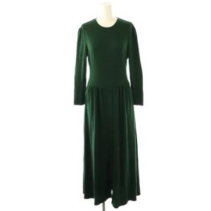 ウィークエンドマキシドレス ワンピース ウール 36 グリーン ブラック ホワイト /DO OS
