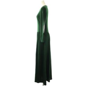 BORDERS at BALCONY ウィークエンドマキシドレス ワンピース ウール 36 グリーン ブラック ホワイト /DO OS