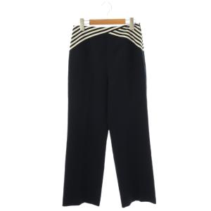 フレアパンツ イージー ボーダー 36 ネイビー ブラック ホワイト /DO OS