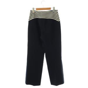 BORDERS at BALCONY フレアパンツ イージー ボーダー 36 ネイビー ブラック ホワイト /DO OS