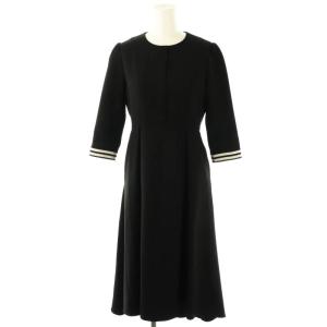 フレア ロングワンピース 七分袖 36 黒 /CX OS