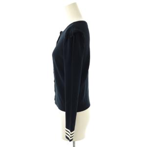 BORDERS at BALCONY パールカーディガン 長袖 フリル 36 ネイビー ブラック ホワイト /DO OS