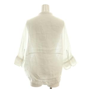 MACPHEE 24SS リネンシャーティング クロップドシャツ 五分袖 バンドカラー 36 白 ホワイト 12-01-42-01431